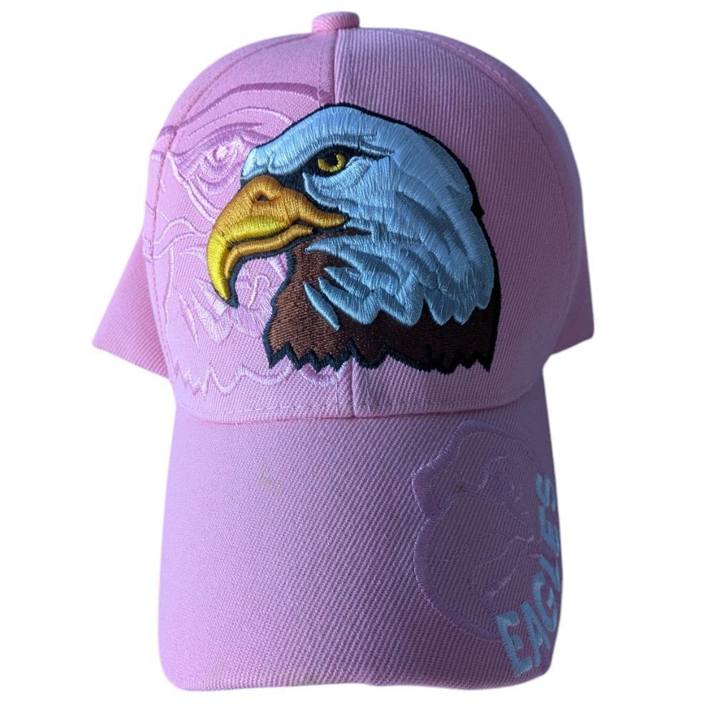 Eagles Pink Baseball Cap Embroidered Bald Eagle Design Patriotic Hat - Picture 1 of 5